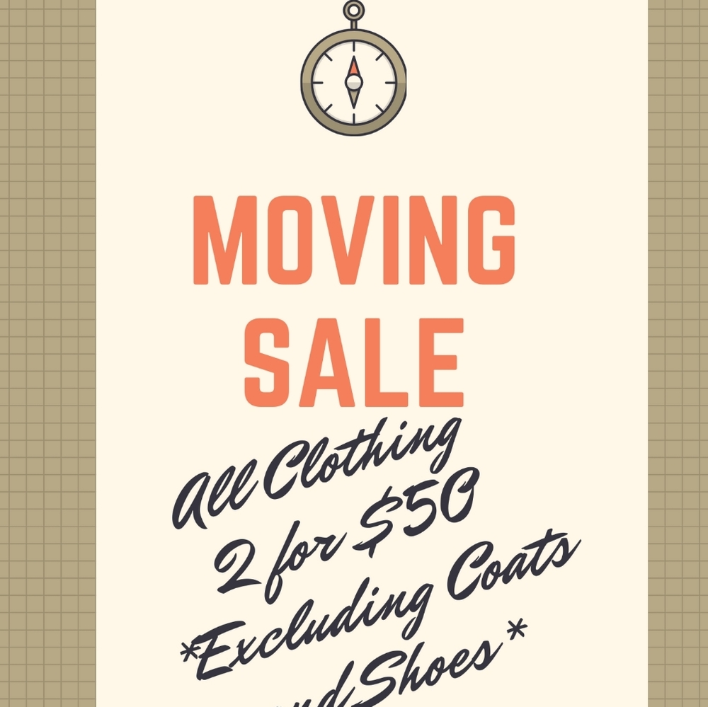 Moving Sale 2 for $50 Clothing